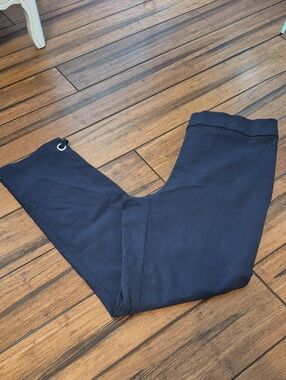 EMALINE Navy Blue Pull On Ankle Trousers